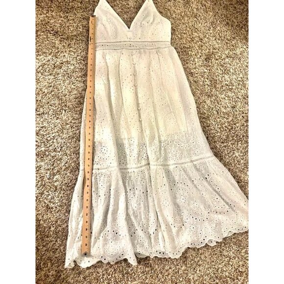 Simplee Cotton Sleeveless Resort Eyelet Lace V-Neck, Adj. Straps Midi Dress  XL - Picture 8 of 8